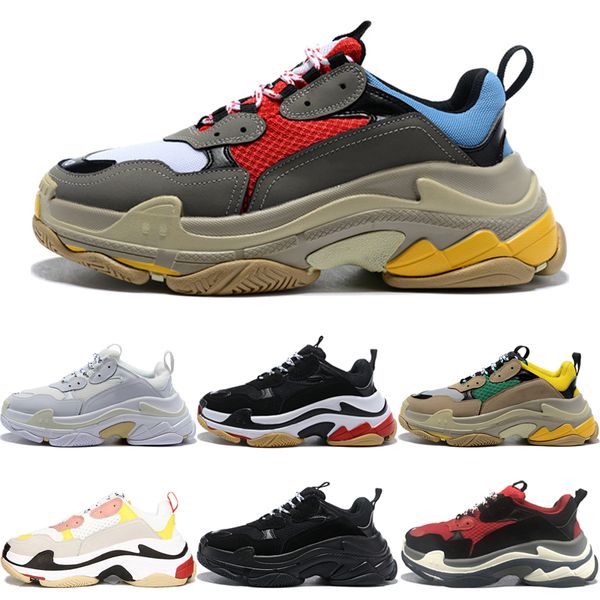 

triple s platform sneakers for men women chaussures paris 17fw triple black cream yellow red casual shoes designer shoes 36-45