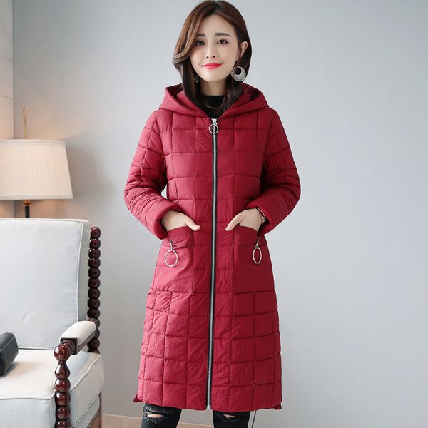 

2019 new design winter women jacket hooded long outwear cotton padded coat casual parka abrigos mujer invierno 2018, Black