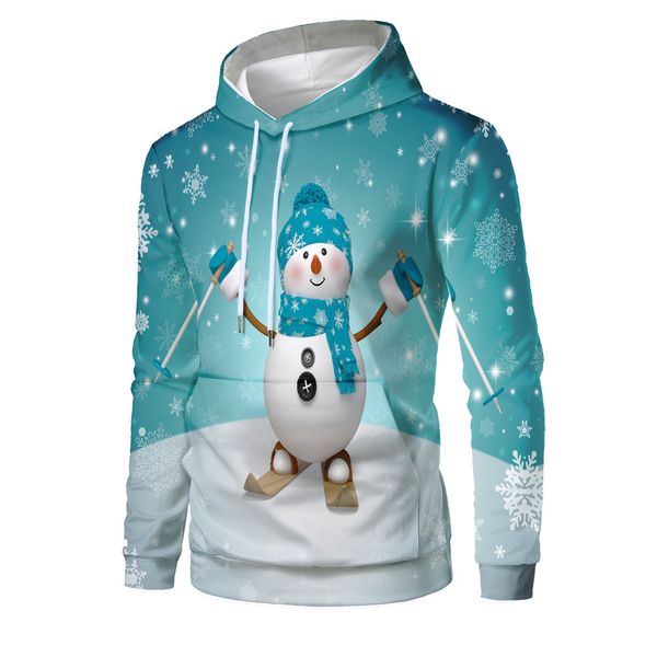 

mens designer snowman 3d digital printing hoodie sweater, Black