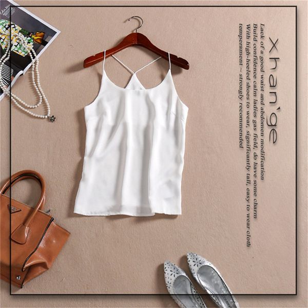 

female vest satin silk sleeveless harajuku fashion strap female summer solid color casual camisole 2020 new, White