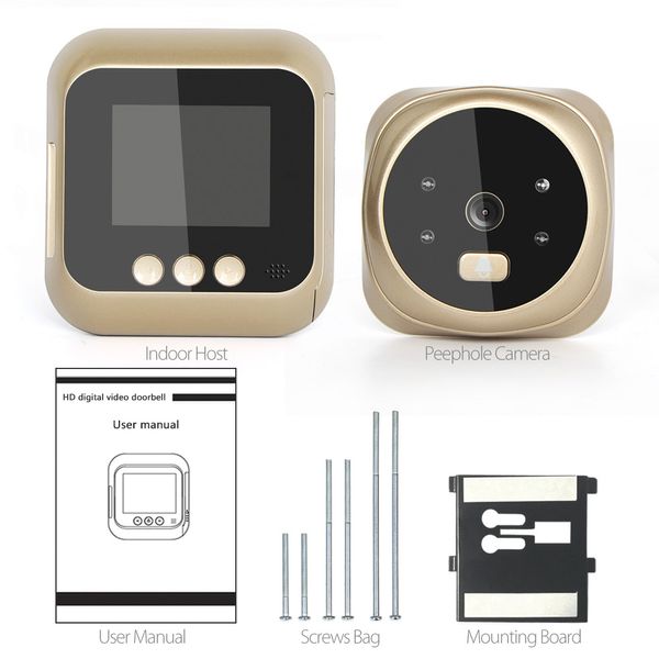 campainha 2,4 polegadas Tela Digital Color Porta Campainha LCD 135 graus de visão noturna vídeo Peephole Doorbell Outdoor Campainhas