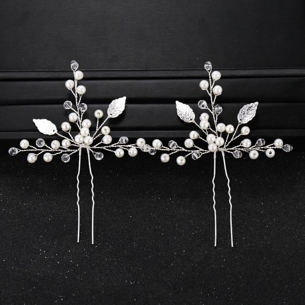 

slbridal vintage clear crystal rhinestone flower leaf wedding hair pin bridal hair stickers accessories women jewelry, Golden;white