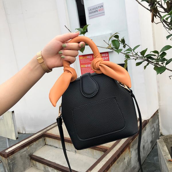 

ladies shoulder bags with panelled bows handle pu crossbody bags for women 2019 new designer small bucket stylish hand