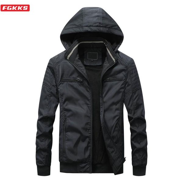 

fgkks men warm jackets 2020 winter male fashion hooded jacket men's comfortable windproof coats brand jackets mens, Black;brown