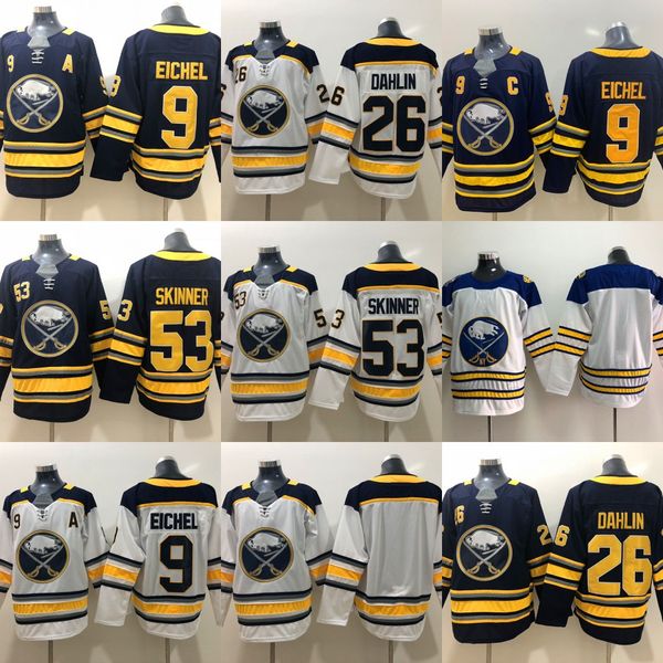 

53 Jeff Skinner Jersey Buffalo Sabres 9 Jack Eichel 26 Rasmus Dahlin Hockey Jerseys