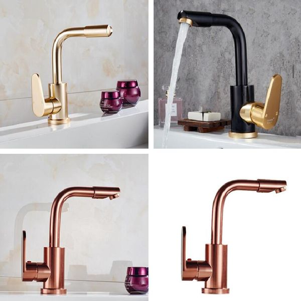 

deck mounted space aluminum rose gold basin mixer tap with single handle rose kitchen sink faucets