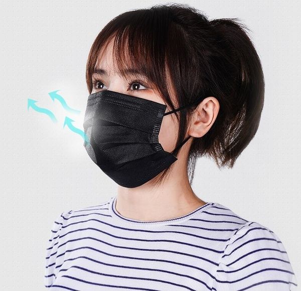 

dhl ship3 ply non woven protective black white face mask dust mask fast delivery ear loop mask shipping 3 ply non woven