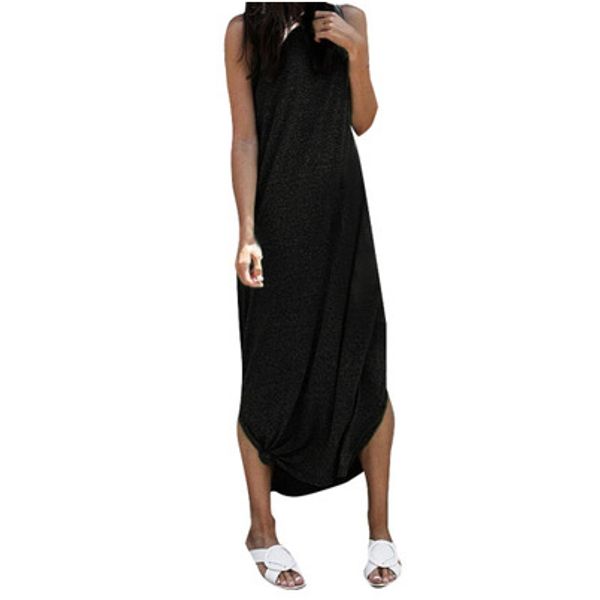 

womens designer dresses new sleeveless dress ladys solid color casual long skirt women plus size dresses fashion brand dress sale, Black;gray
