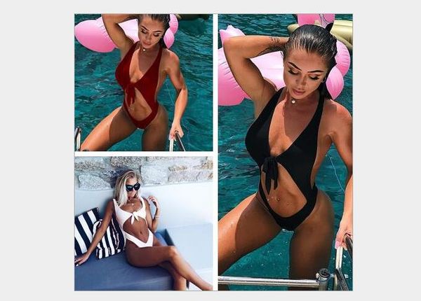 

new style of pure-color hollow-out swimsuit for women in bikini in 2019