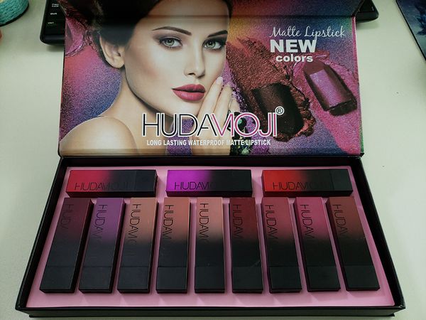 

2019 new huda moji 12 color hudamoji matte lip tick palette cream lip makeup long la ting co metic limited edition lip glo palette