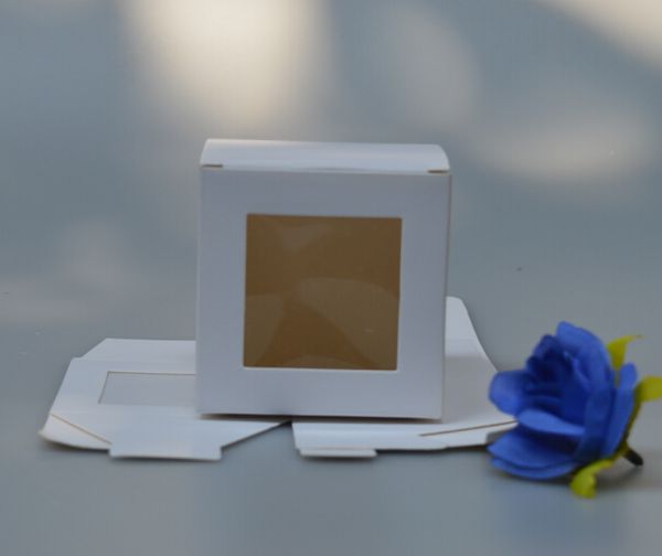 

30pcs white paper folding carton box cardboard handmade soap box pvc window craft paper gift packing small candy jewelry