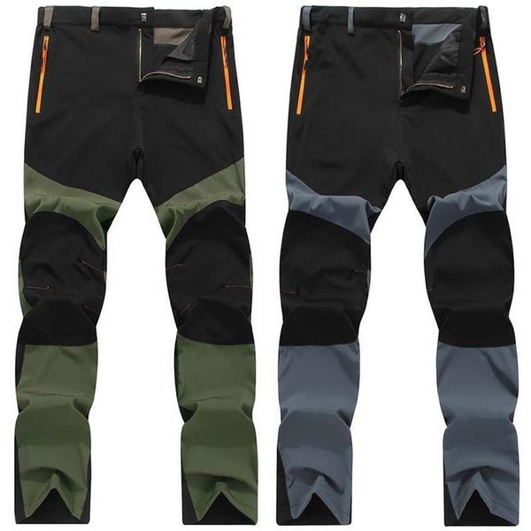 

2020 outdoor hiking mens warm thin trousers windproof waterproof trekking pants cargo pants, Black;green