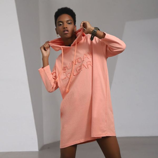 

2018 new women casual hoodies fashion ladies pullover hooded letter loose long sweater cotton sweatshirts, Black