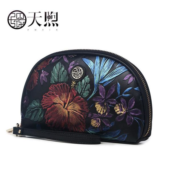 

pmsix 2019 new women genuine leather bags women leather embossed clutch bag fashion bag