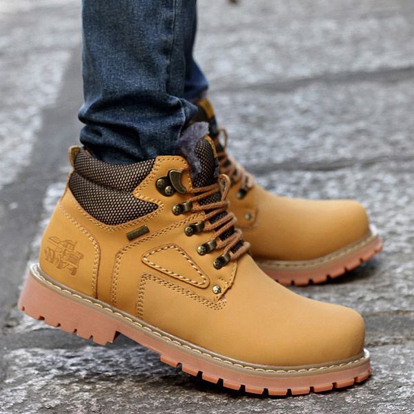 

lace-up eu 38-44 durable casual rubber sole man shoe ankle shoes brown/yellow a generation of fat new style men, Black