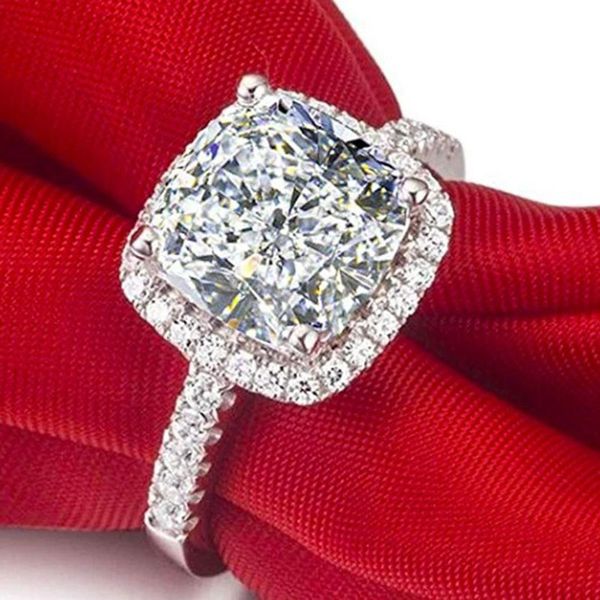 

bridal wedding shining cubic zirconia rings fashion white gold color engagement micro pave cz finger ring women dainty jewelry, Slivery;golden