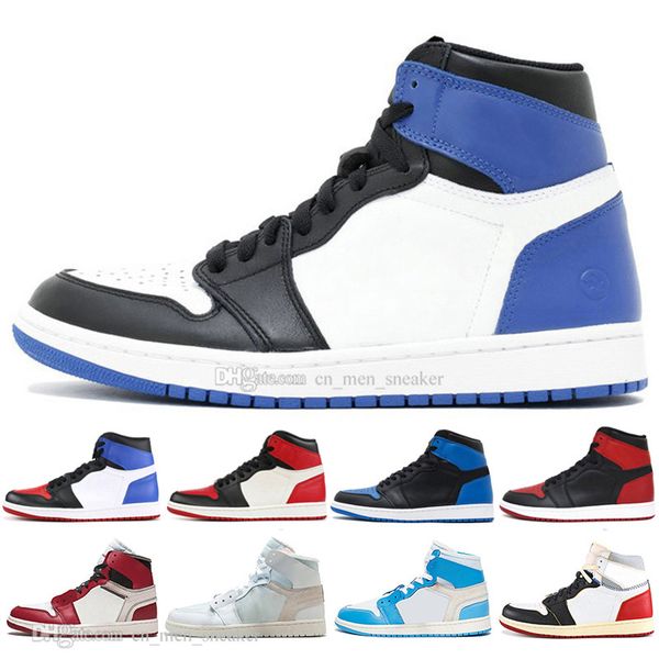 

og 1 3 mens basketball shoes chicago bred banned black toe royal blue unc fragment 1s men sports sneakers designer trainers size 40-47, White;red
