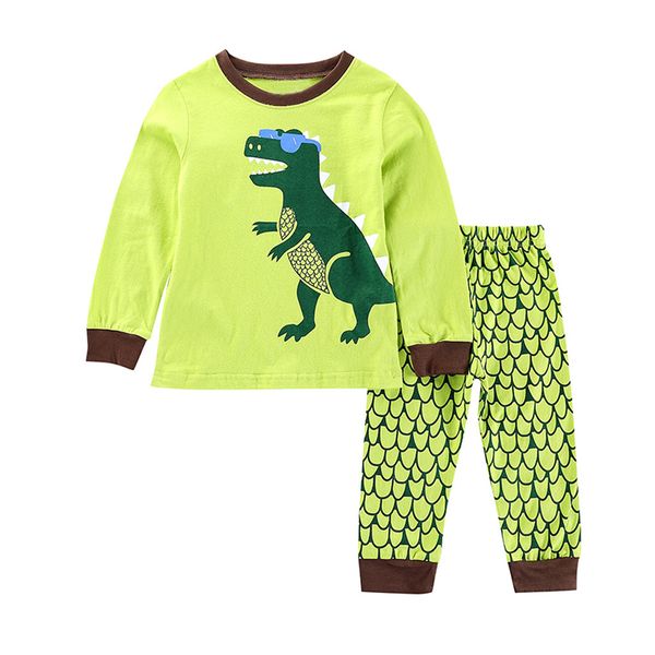 

toddler kids baby boy girl dinosaur cartoon pajamas sleepwear pants clothes toddler girls clothes kids boys, White