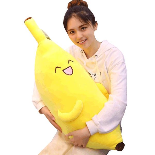 plush toy banana pillow soft giant cartoon yellow fruit toy girl holding sleeping pillow gift props decoration 35inch 90cm DY50631