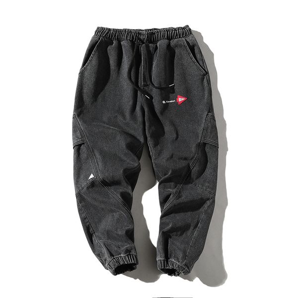 

2019 street ins trend in europe and the united states, personality splicing, casual jeans, men's harlan pants, Black