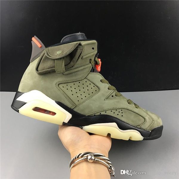 

travis scotts x 6 jack medium olive cactus army green suede glow in the dark men basketball shoes sport sneakers