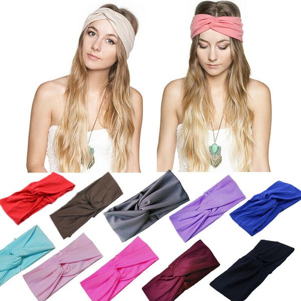 

new women cotton turban head wrap headband twisted knotted hair band turban twist head wrap headband 13 colors, Blue;gray
