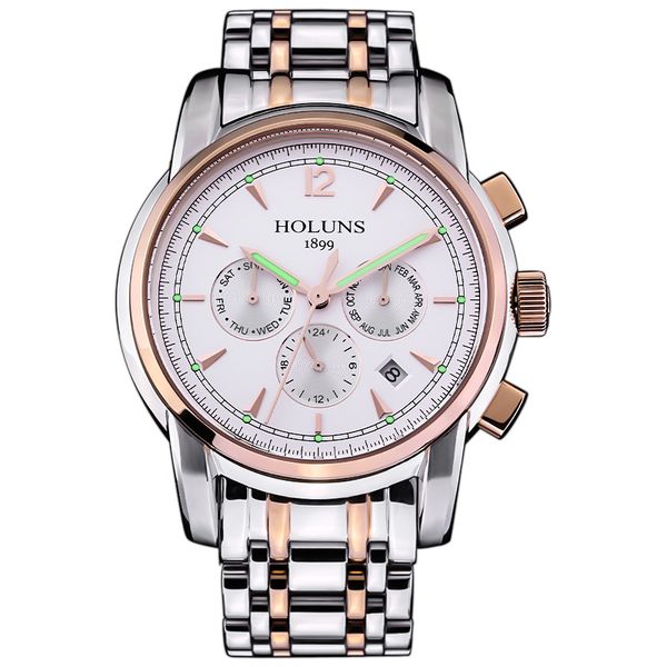 

holuns relogio masculino full stainless steel men automatic watch brand luxury 5atm waterproof super luminous dropshipping, Slivery;brown