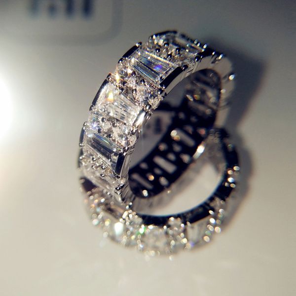 

sparkling full zircon wedding rings for women s925 silver jewelry gilrs party gifts ring size 6 7 8 9 10 bague femme, Slivery;golden