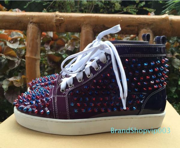 

drop shipping casual 2018 wholesale luxury men high black wire mesh with spikes casual shoes red bottom sneakers,unis