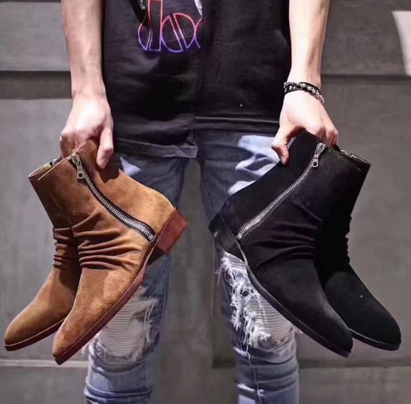 

2019 fr lancelot pleated luxury uede 3 color men boot ankle hort bootie low heel quare heel hoe men trainer chel e zip