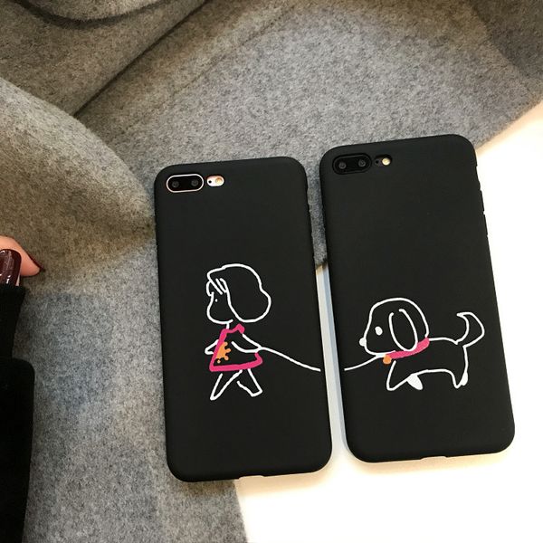 

dog girl phone cases couples fun for iphone xs max tpu frosted silicone soft cell phone case for iphone 6 7 8 plus