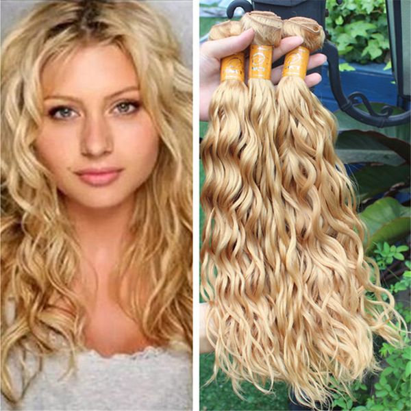 Virgin Malaysian Blonde Wet And Wavy Human Hair Weaves 27 Honey