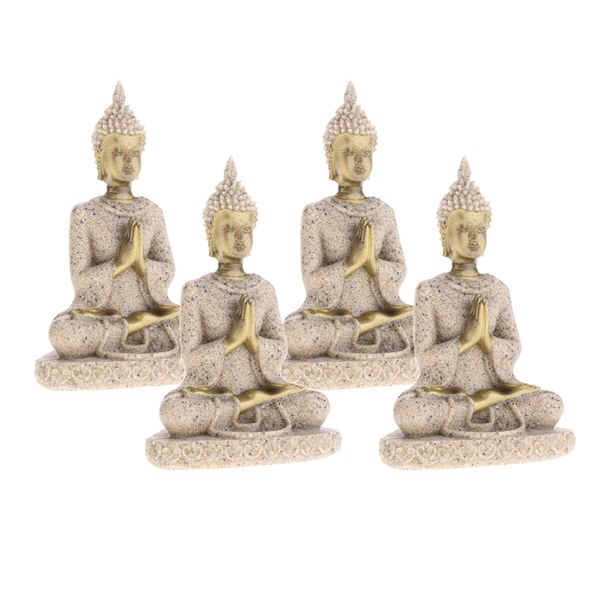 

4 pcs asian chinese buddha statue golden crafts home car decoration 8cm tall