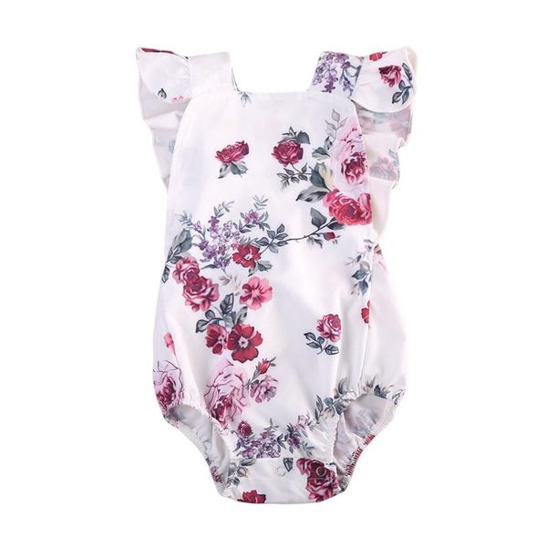 

0-18m ruffles floral romper newborn kids baby girls floral romper one-piece outfit clothes, Blue