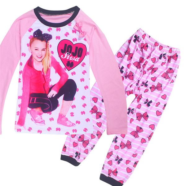 2020 Spring Summer Baby Girls Jojo Siwa Pajamas Outfit Cartoon Bow