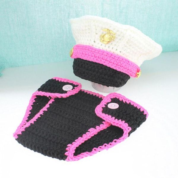 

baby boys girls pgraphy clothing marine corps model knitted shorts+hat, Yellow