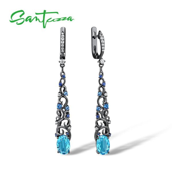 

santuzza 925 стерлингового серебра серьги ювелирные изделия серьги для женщин bluel и белые камни 925 стерлингового серебра партии ювелирных, Golden;silver