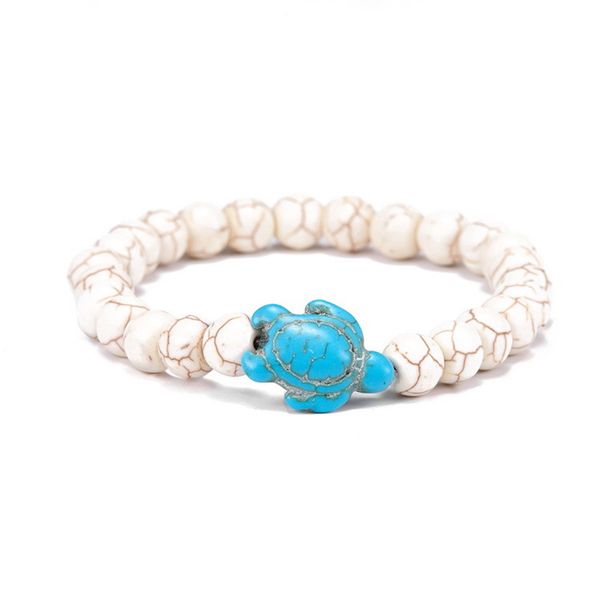 

natural stone strand bracelets for women white turquoises howlite beaded bracelet men turtle charm bangles handmade jewelry, Black