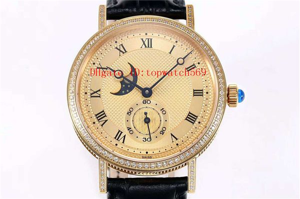 

new 40mm classique 4396 watch mens watch swiss cal.5165r automatic mechanical moon phase 18k gold diamond bezel sapphire crystal, Slivery;brown