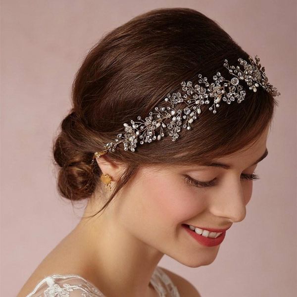 

shinny crystal bridal wedding head piece bride headwear headband hair band 100% handmade flower women party jewelry accessories, Silver