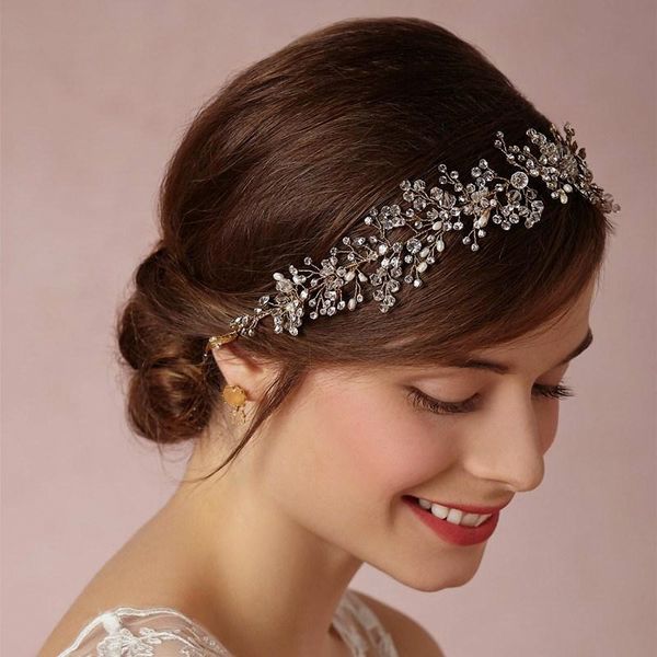 

shinny crystal bridal wedding head piece bride headwear headband hair band 100% handmade flower women party jewelry accessories, Silver