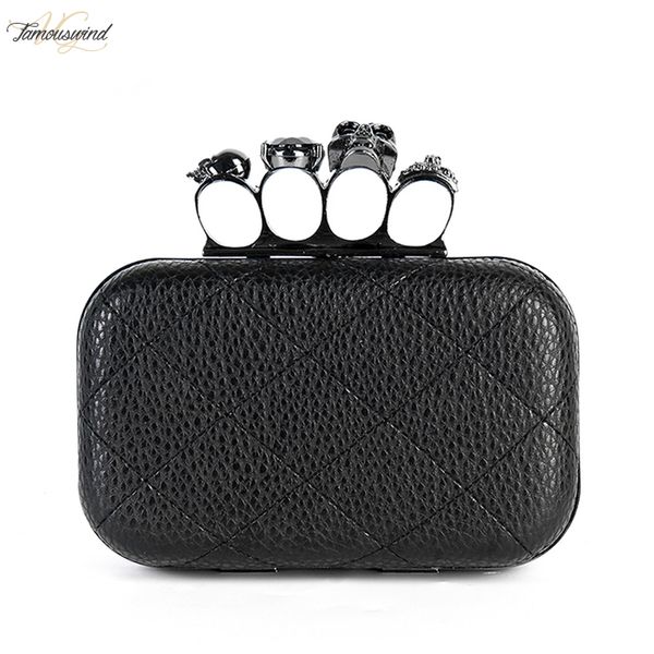

fashion new evening bags skull ring plain day clutch faux fashion womens handbag shoulder bag