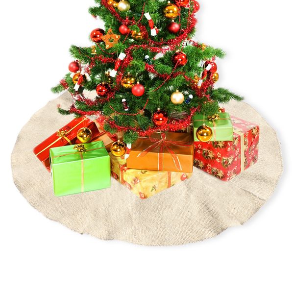 

30/48inch jute burlap christmas tree skirt carpet decoration for xmas new year party home outdoor supply