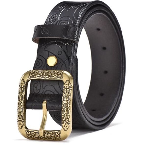 

2019 new pu leather mens belt black pin buckle belts for men designer famous belt luxury male strap, Black;brown