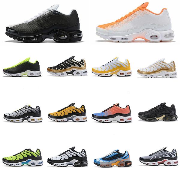 

2019 gold tn plus men running shoes green triple black yellow outdoor training sports mens outdoor trainers zapatos sneakers 40-46