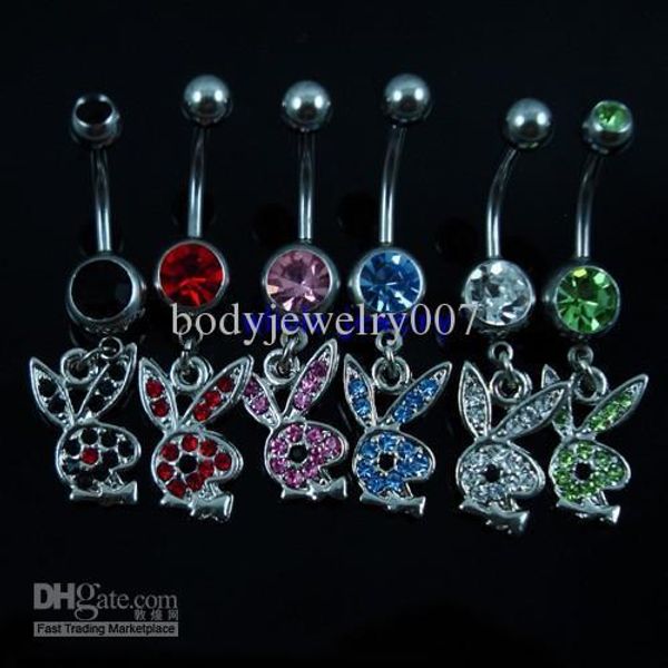

d0354 ( 5 colors ) animal navel belly ring rabbit body piercing jewelry dangle accessories fashion charm (20pcs lot) jfb-7529, Silver