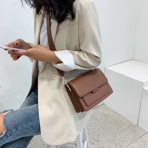 

2020 pu leather shoulder messenger bag solid wild fashion tide small square bag blue bolsos mujer 2020 new handbags female