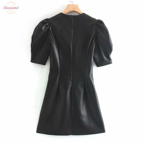 

pu black waist french short womens dress short sleeve 2020 autumn harajuku short sleeve chic womens dresses round neck, Black;gray