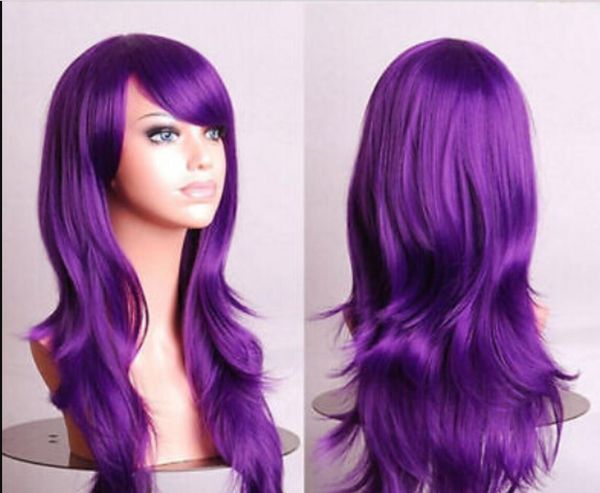

wig beautiful deep purple long curly women's cosplay wig, Black;brown