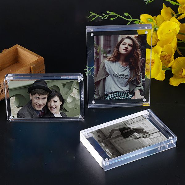 

acrylic p frame double side magnetic holder placing pictures horizontal vertical standing display home decor